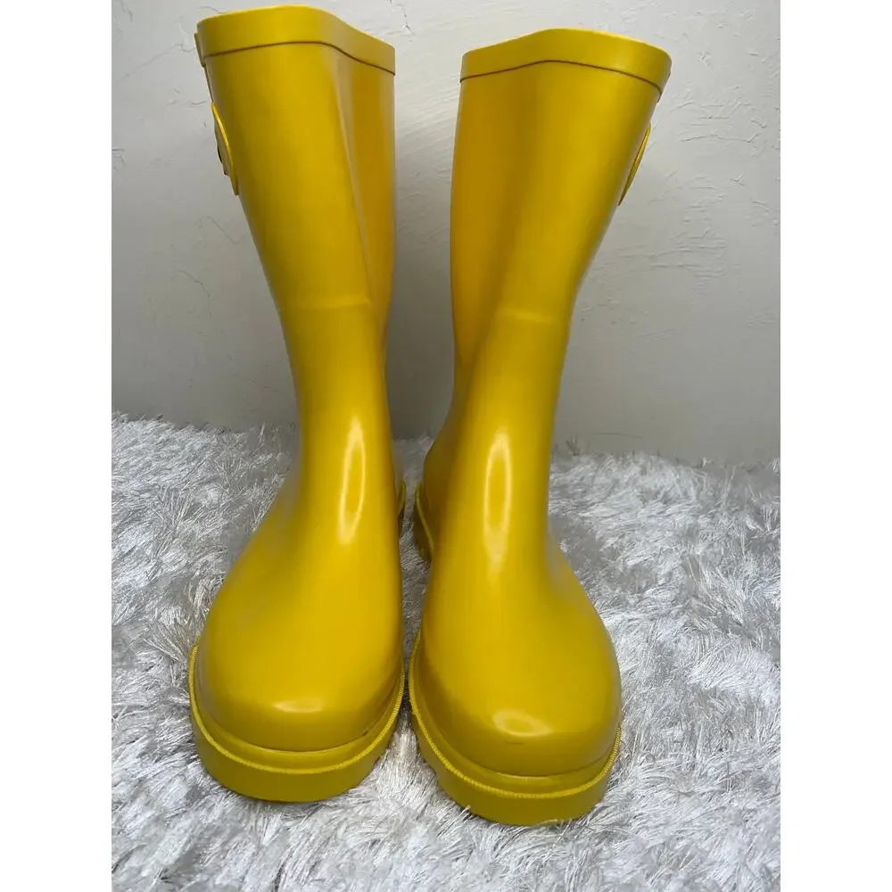 Yellow Rain Boots Classic Preppy Sz 9 College City Waterproof